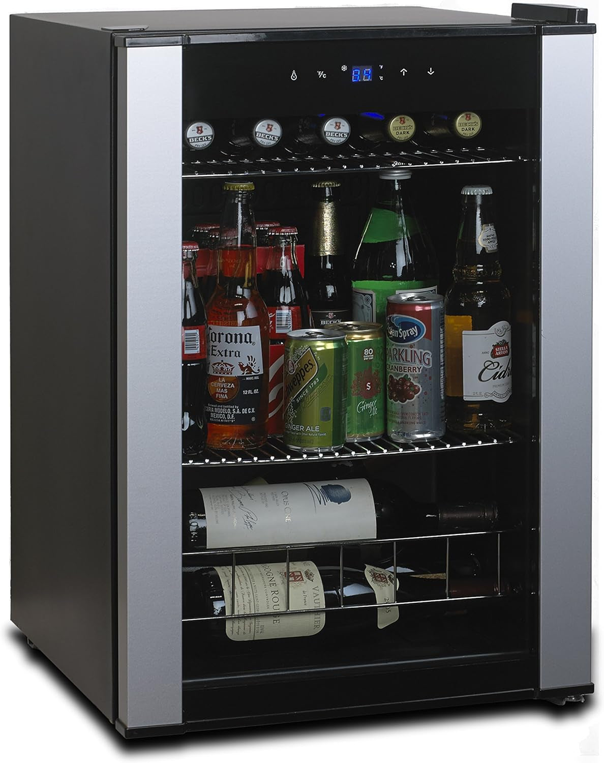 Evolution Series Stainless Steel Wine & Beverage Center – Compact, Adjustable Temperature, Freestanding Mini Fridge