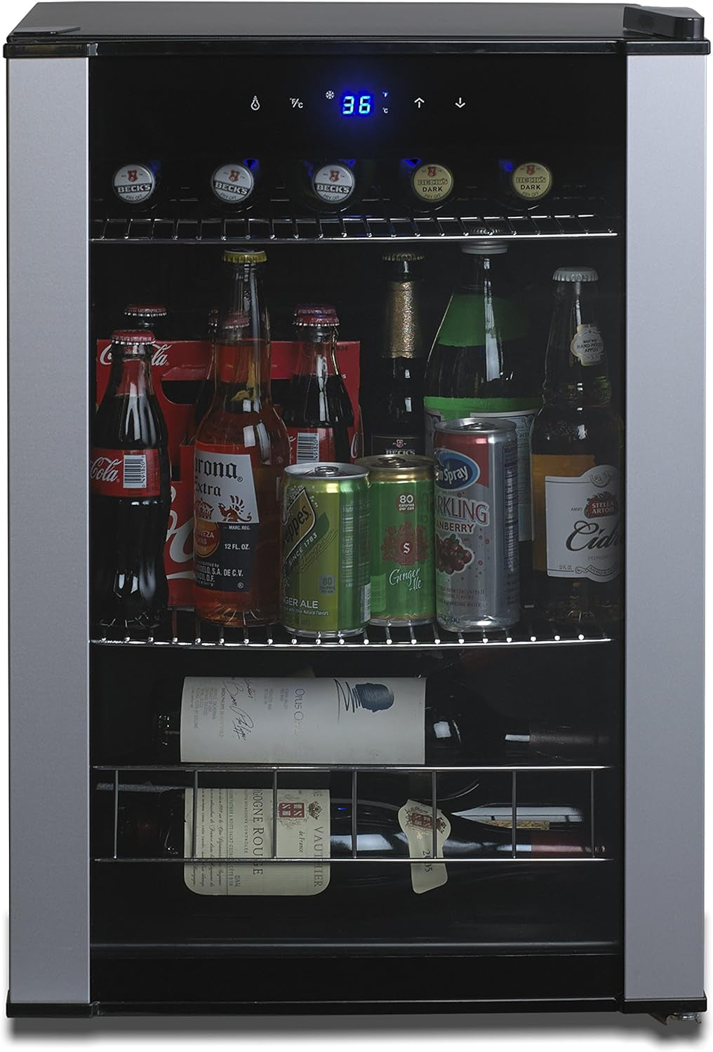Evolution Series Stainless Steel Wine & Beverage Center – Compact, Adjustable Temperature, Freestanding Mini Fridge